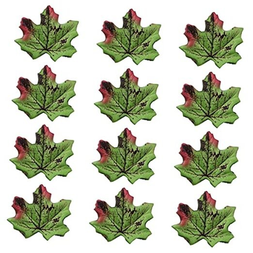 500Pcs Artificial Maple Leaves Autumn Fall Leaves Bulk Faux Dark Green Red