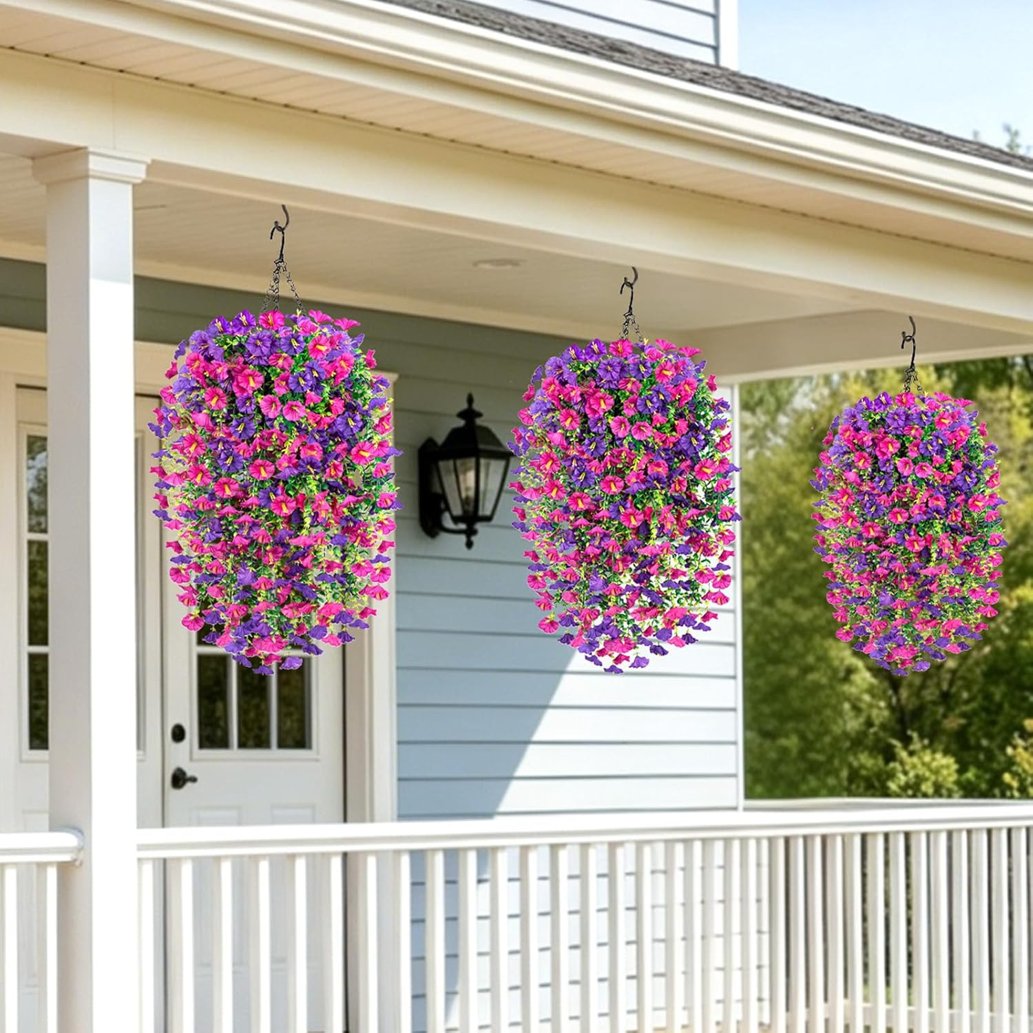Artificial Flowers for Outdoors, 6-Pack 420 Blooms UV Resistant Hanging Morning