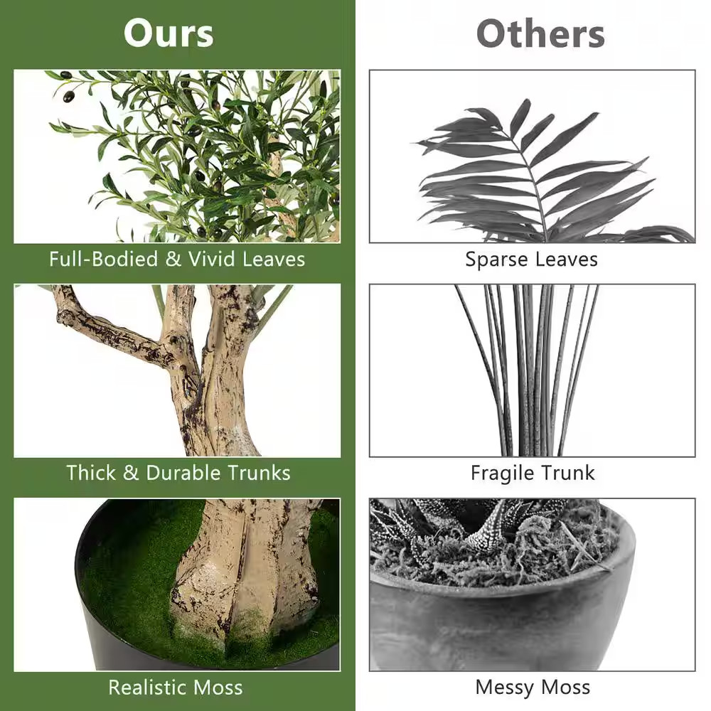 6 Ft. Tall Artificial Olive Tree Faux Olive Plants for Indoor and Outdoor (2- Pa