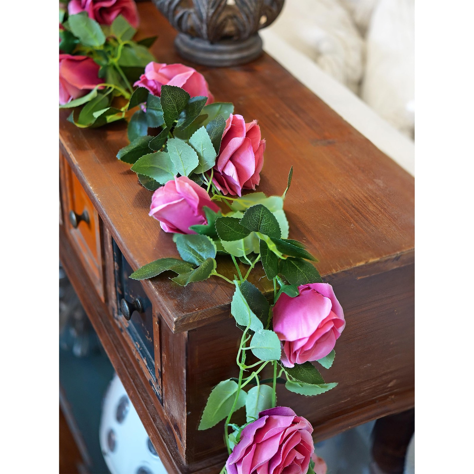 FiveSeasonStuff 29 Ft 4 Pack Rose Silk Flower Garland Artificial Flowers Deco…