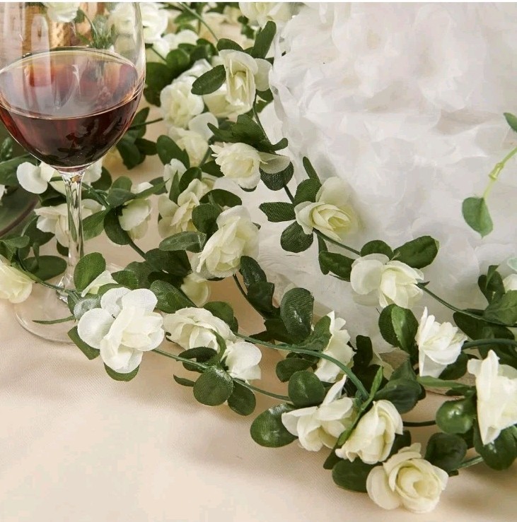 8 Pcs x 8.2 ft Flower Garland Artificial Rose Vine Flowers with Green Leaves 