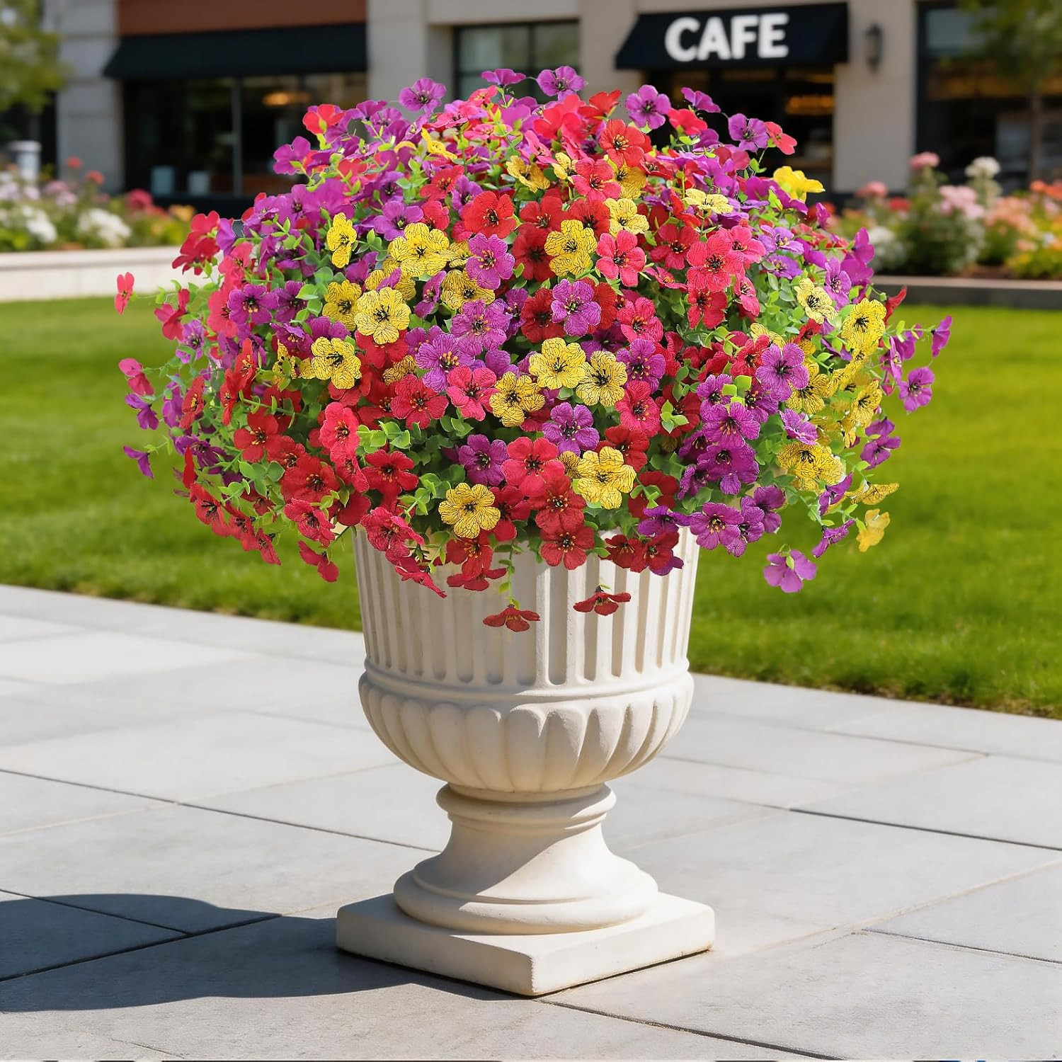 12 Bundles Artificial Flowers for Outdoor Indoor UV Resistant Fake Plants Silk F
