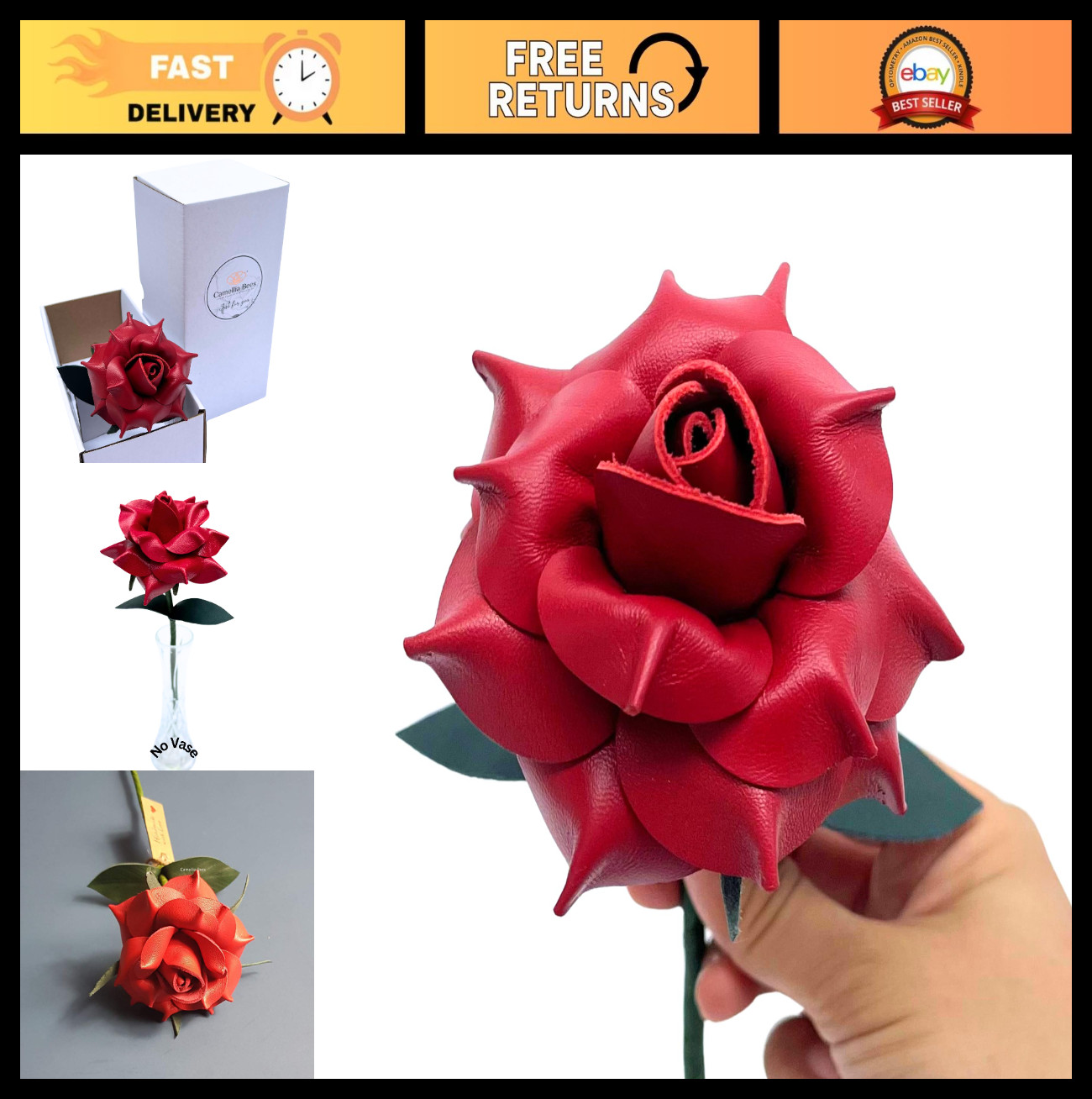 Handmade Genuine Leather Rose Gift – Perfect for 3rd Anniversary, Valentine’s Da