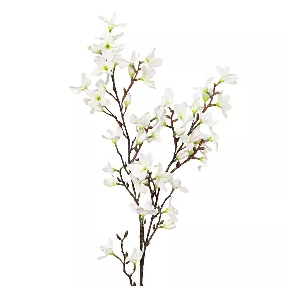 36 In. Deluxe Cream White Artificial Forsythia Flower Stem Spray (Set of 2)