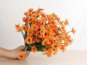 24 Bundles Artificial Flowers for Outdoors/Indoors, Fake Flowers Plants for