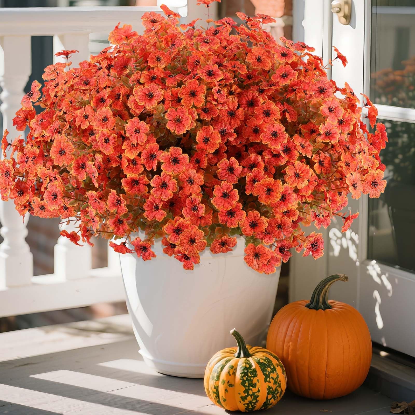 Hananona 36 Pcs Artificial Mum Flowers for Outdoors, Faux Fall Mums Silk Flow…