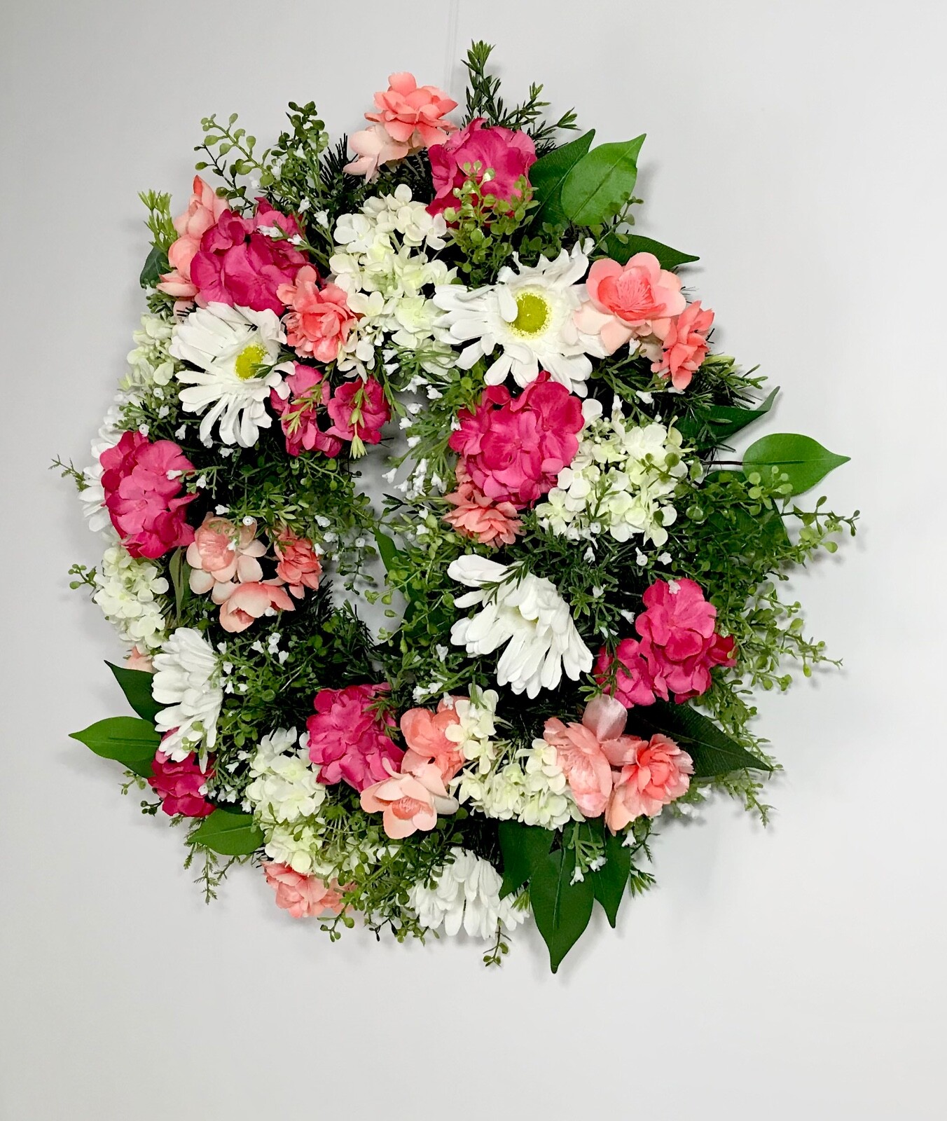 SPRING SUMMER FLORAL EVERGREEN COMPACT WREATH MULTI COLOR DECORATION UNIQUE NEW