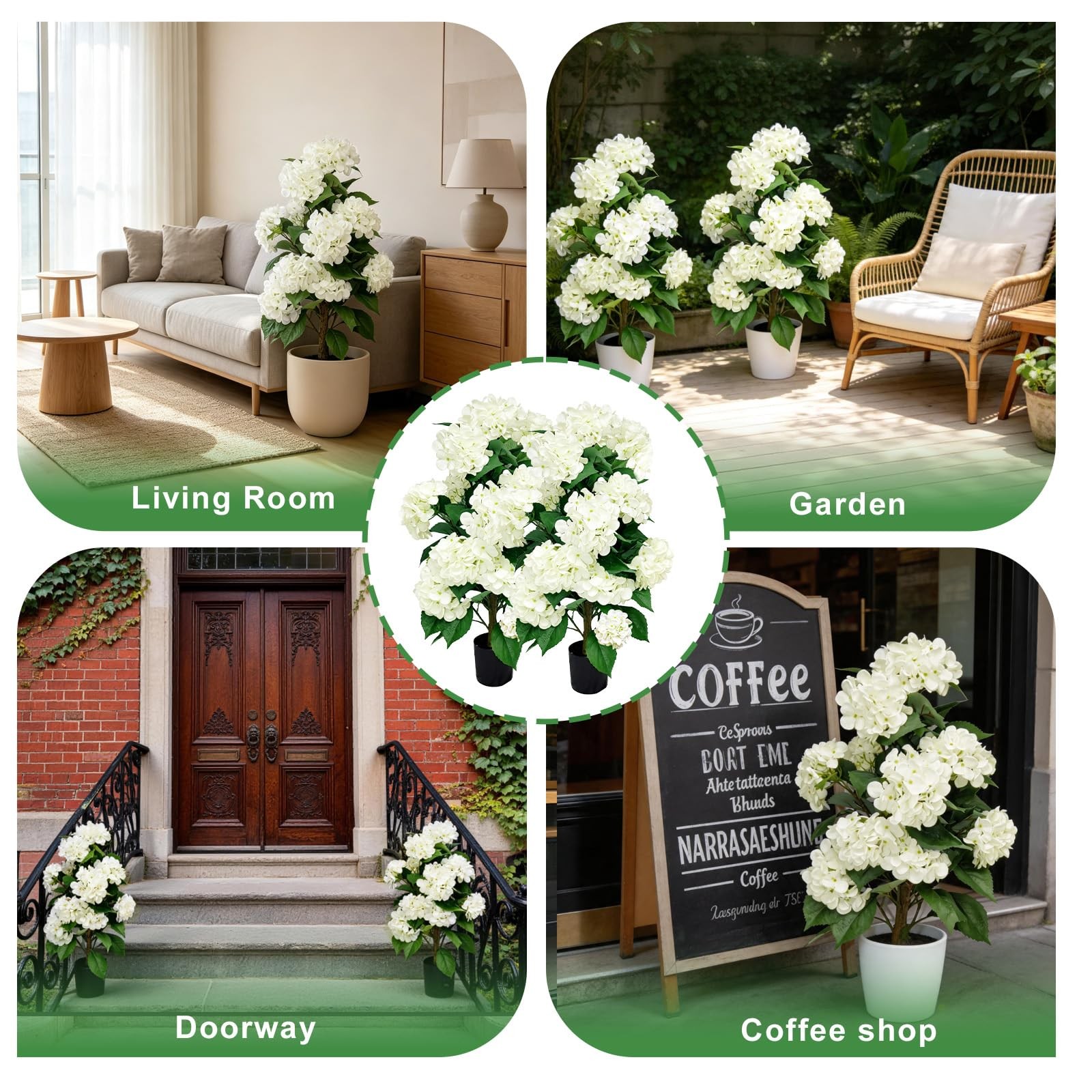Faux Hydrangea Tree 30″ Tall (2 Pack), Artificial Hydrangea Plant in Pot with…
