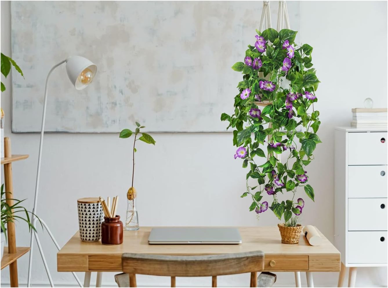 Artificial Vines 15Feet Silk Flower Garland for Outdoors Purple Morning Glory