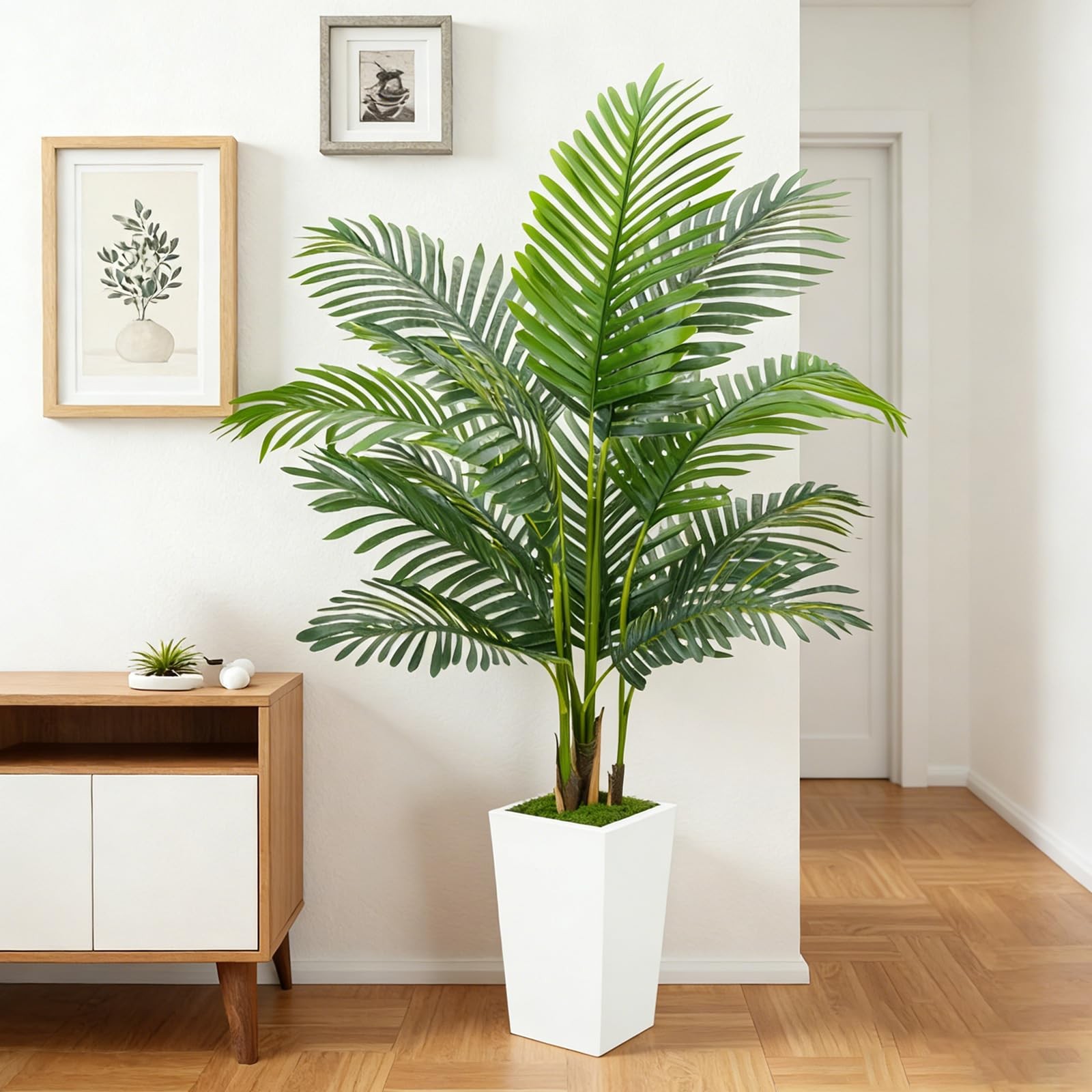 5FT Artificial Palm Tree with Thickened and Sturdy Planter, Fake Plants with …