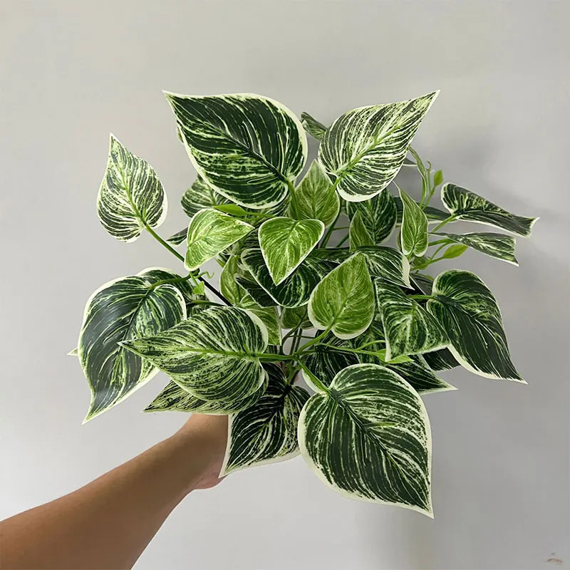 35cm 7 Forks Artificial Plants Fake Leaf Plant Wall Plastic Scindapsus Leaves Fl