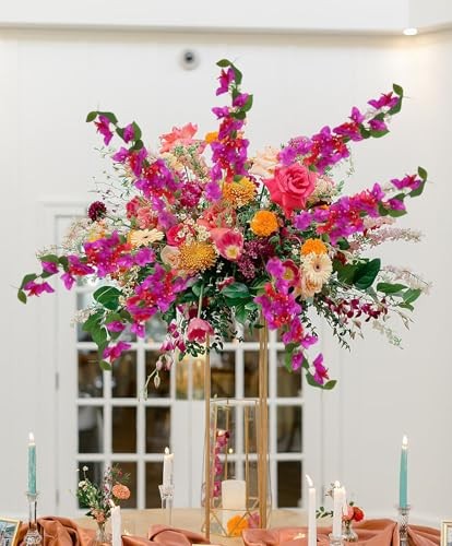 12PCS Bougainvillea Artificial Flowers 31.50″ Long Stem Faux Silk Fuchsia Mixed