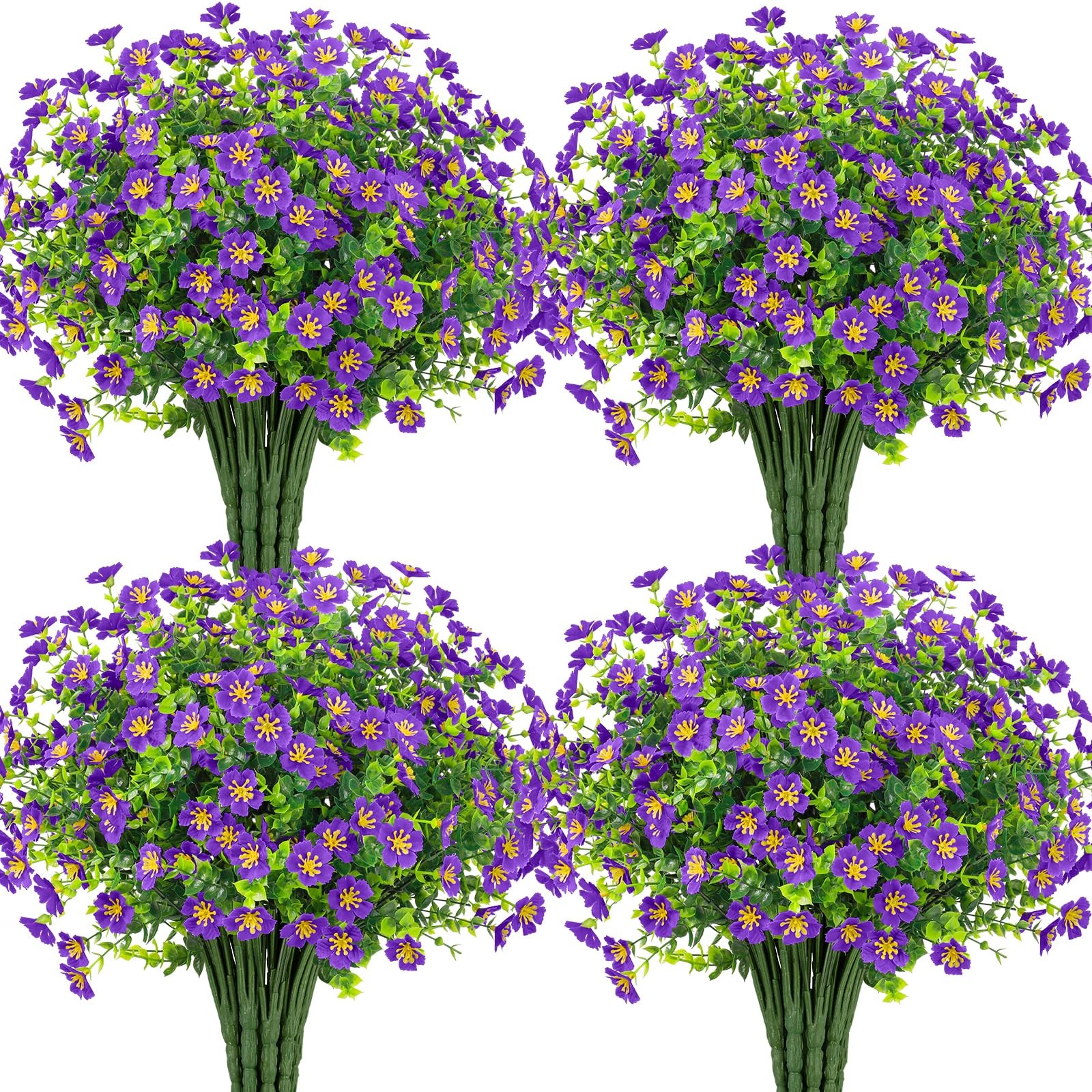 24 Bundles Artificial Silk Flowers for Outdoors, Fake Plants Faux Greenery fo…