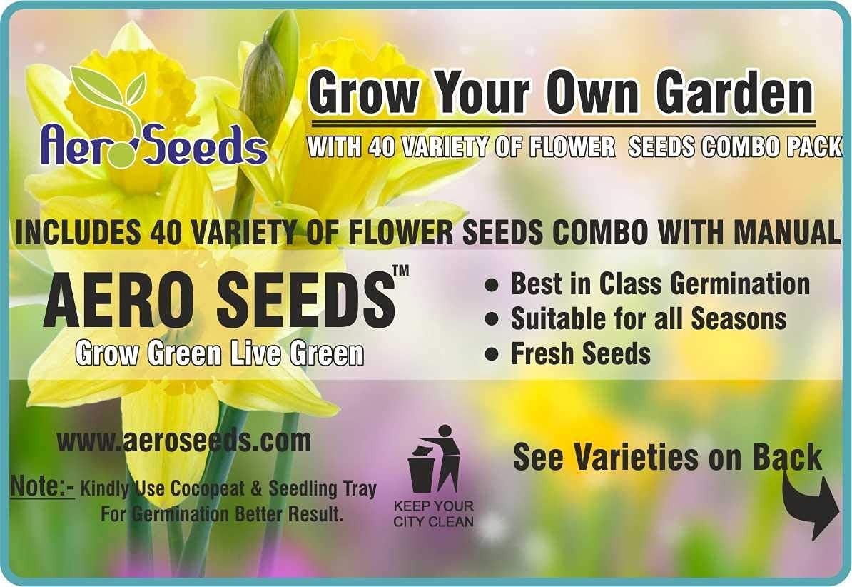 Aero Seeds 40 Varieties Flower Seeds Combo Pack Mixed Garden Seeds