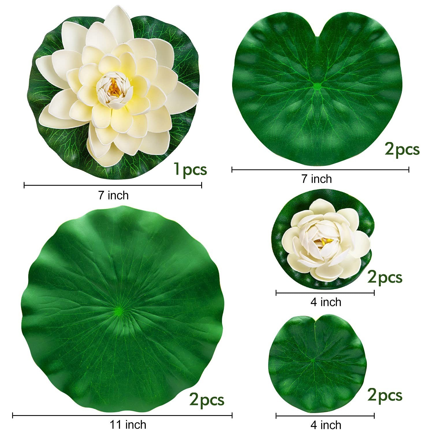 9 PCS Floating Lotus Pads | Realistic Foam Water Lilies for Garden Pond Decor