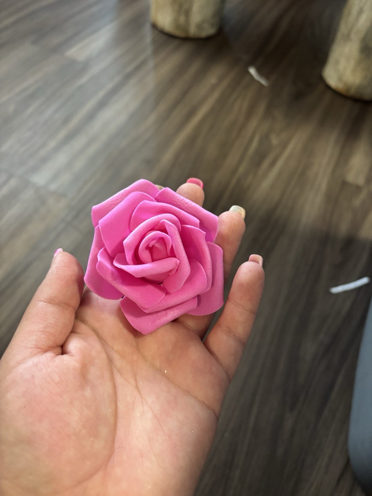 Pink Artificial Foam Rose Flower Heads, Individual Floral Wall Decor