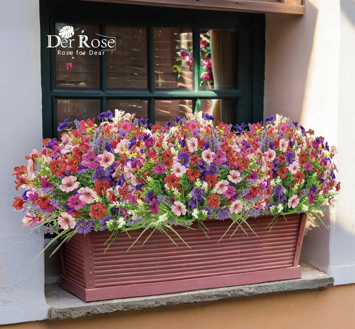 24 Bundles Artificial Flowers for Outdoors Fake Spring Flowers Plants UV Resista