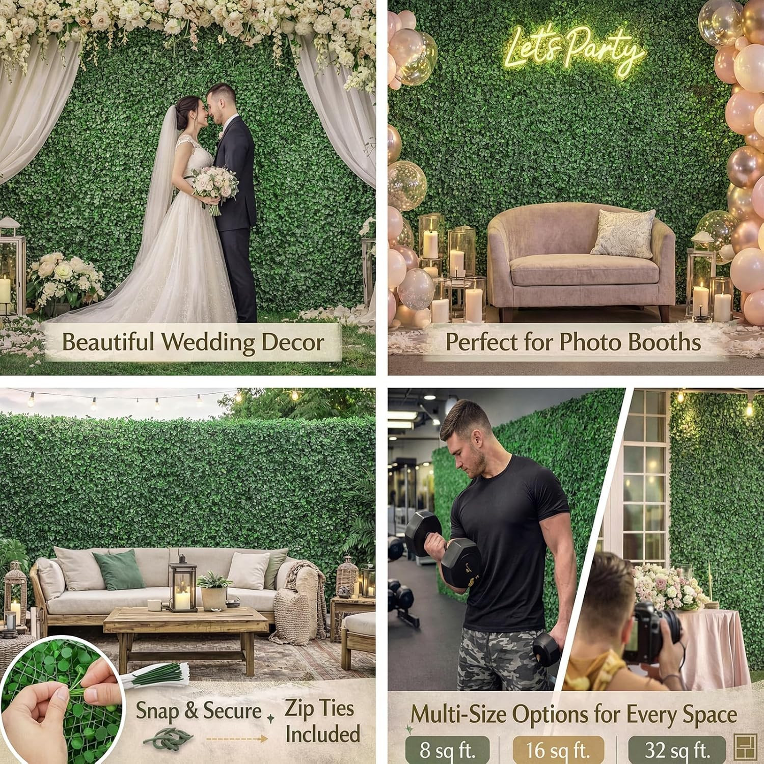 24 Pcs Faux Grass Wall Panels for Outdoor Privacy & Garden Decor
