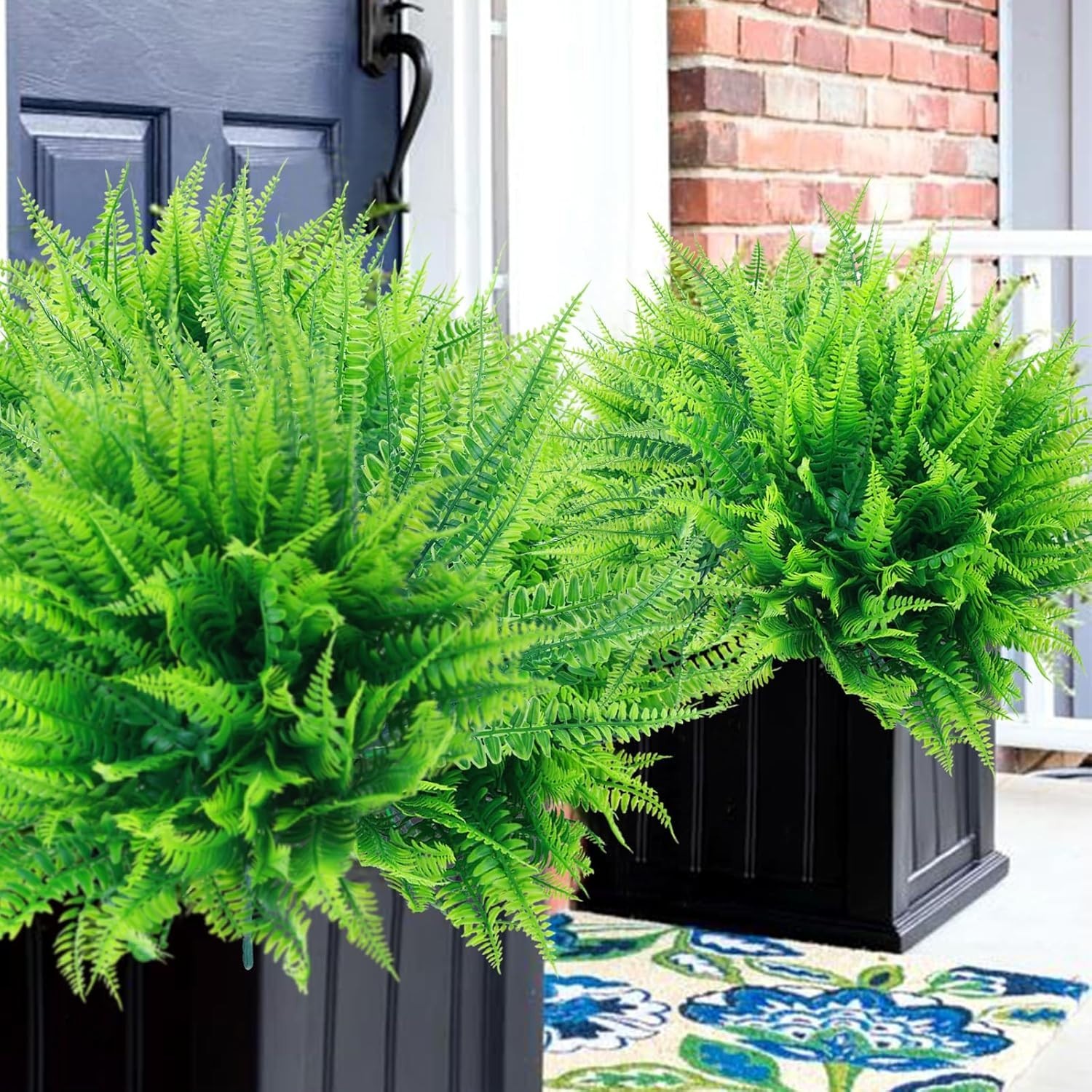 10-Pack UV Resistant Faux Boston Fern Plants for Indoor & Outdoor Elegance