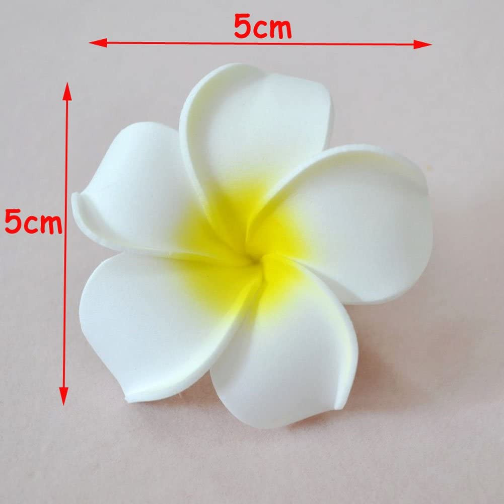 100Pcs White Foam Hawaiian Frangipani Artificial Plumeria Flower Petals Cap Hair