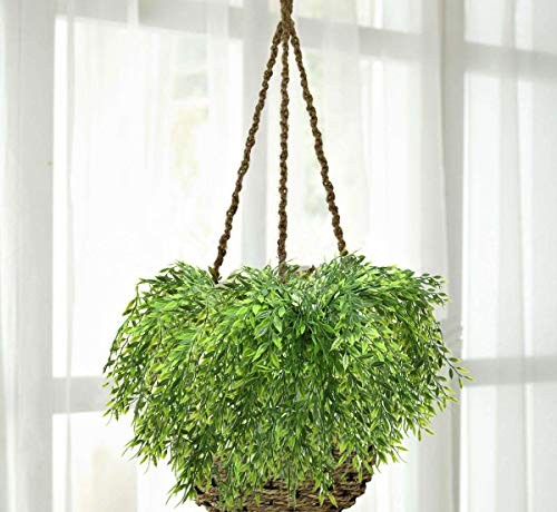 Artificial Weeping Willow, Plastic Plants Greenery Leaves Weeping Willow-8 Pcs