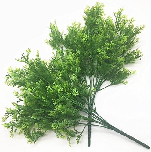 Artificial Shrubs Bushes, Plastic Fern Leaves Simulation Faux Fern Grass-4 Pcs
