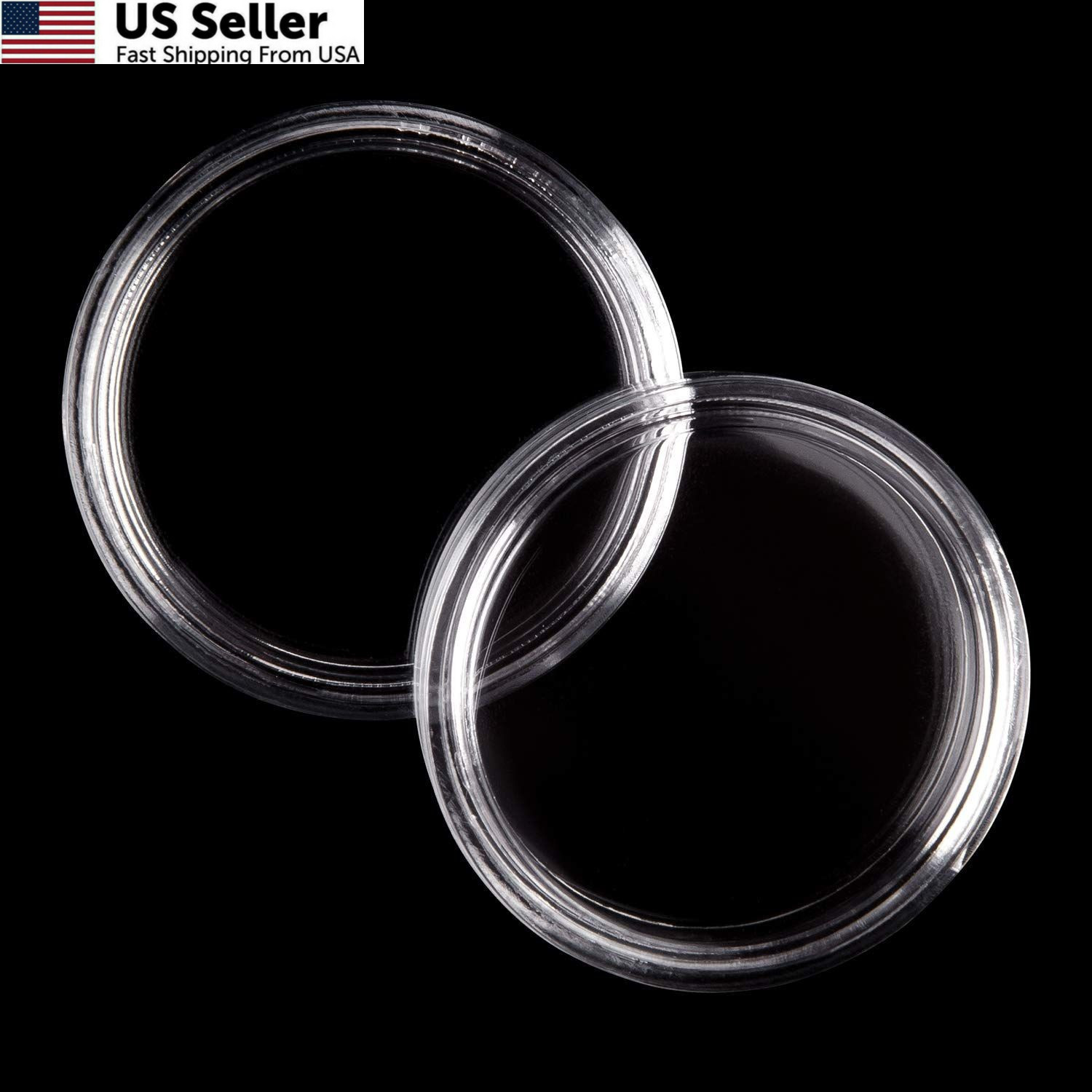 Eeoyu 100 Pieces 25 mm Coin Capsules Holder 16.5x 10.5×3.2 cm, transparent