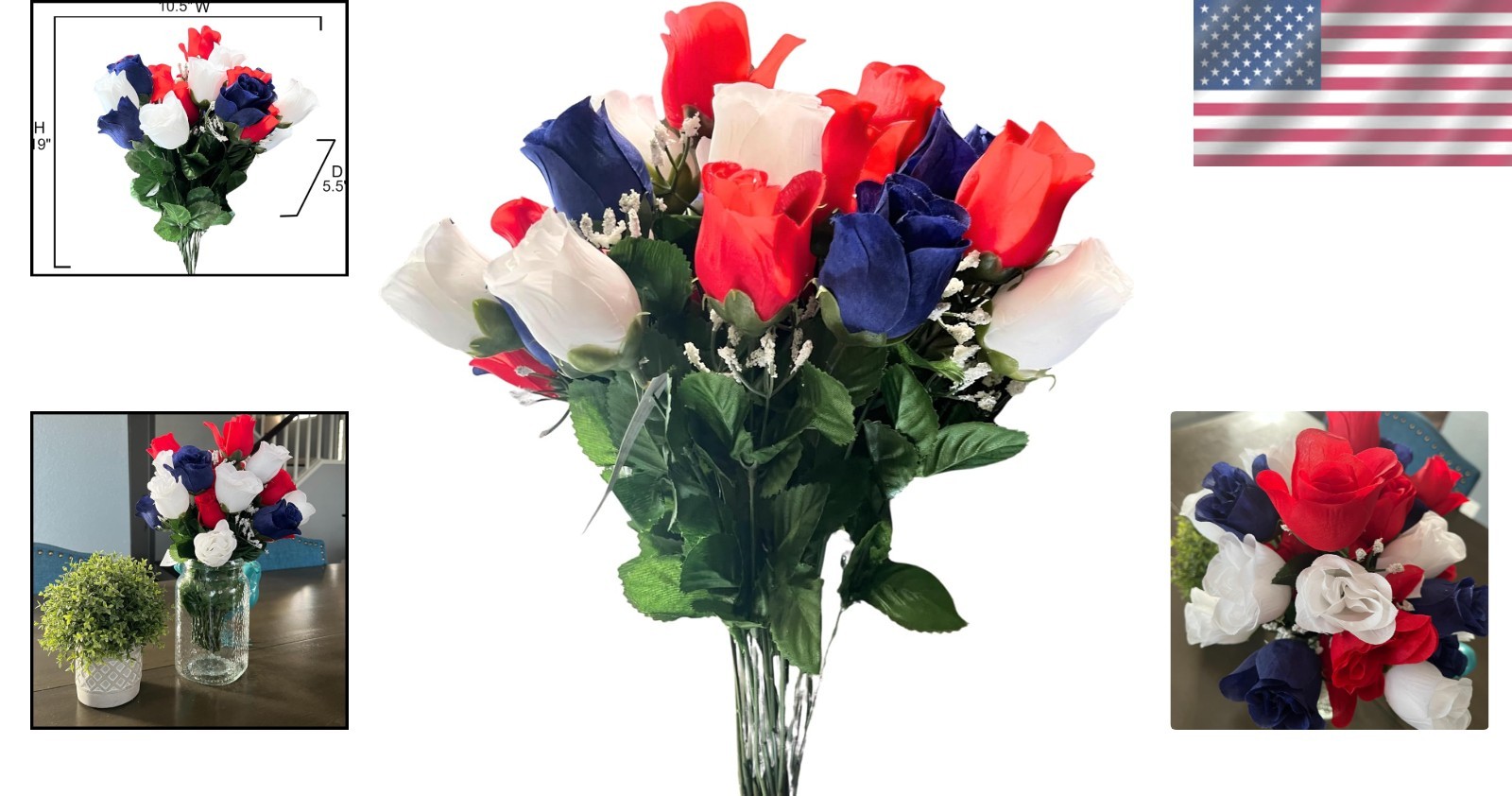Timeless Indoor 14-Stem Rosebud Arrangement for Memorial & Independence Days