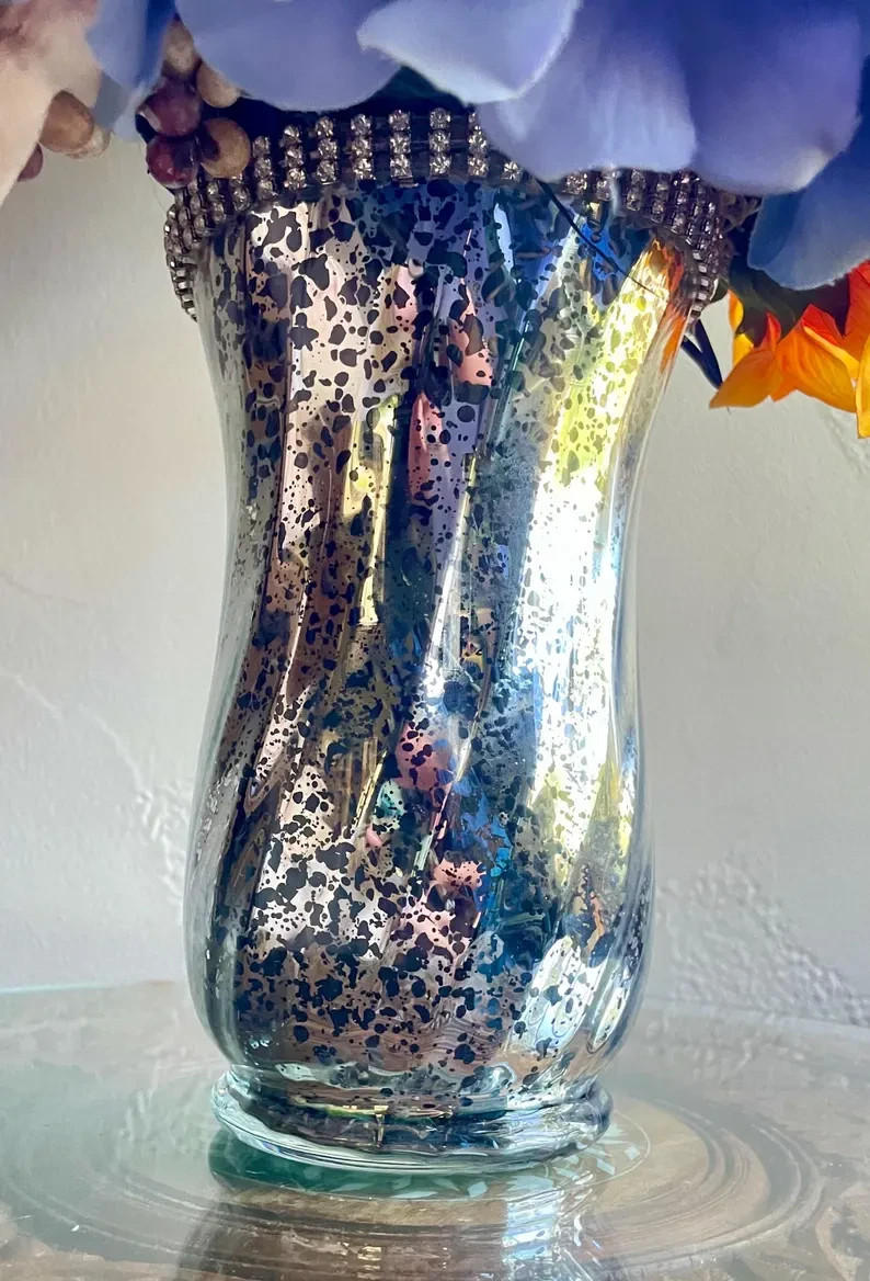 Sunflower Floral Arrangement: Blue Summer & Fall Home Decor, Table Centerpiece