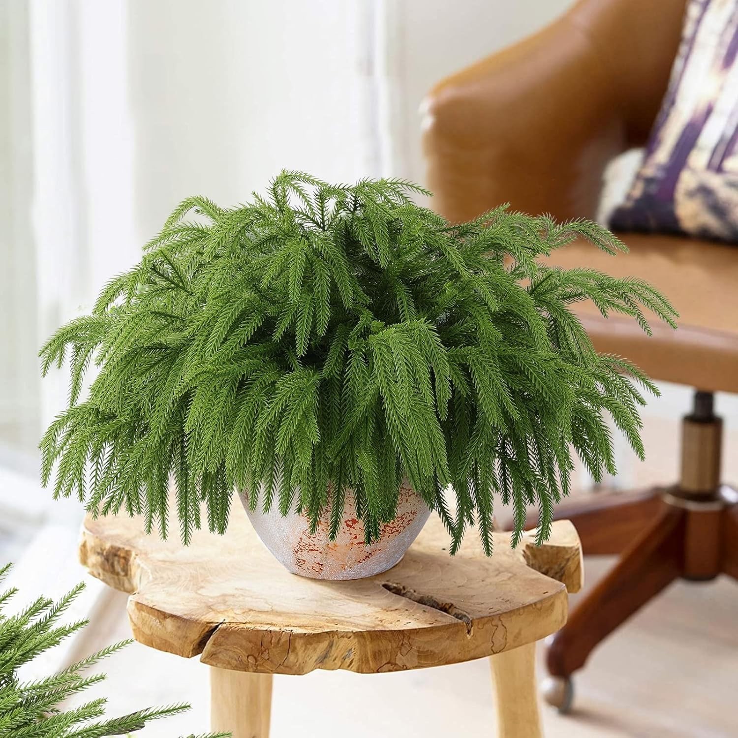 12Pcs Artificial Norfolk Pine Cedar Stems 18″ Branches for Wreath Deck the Halls