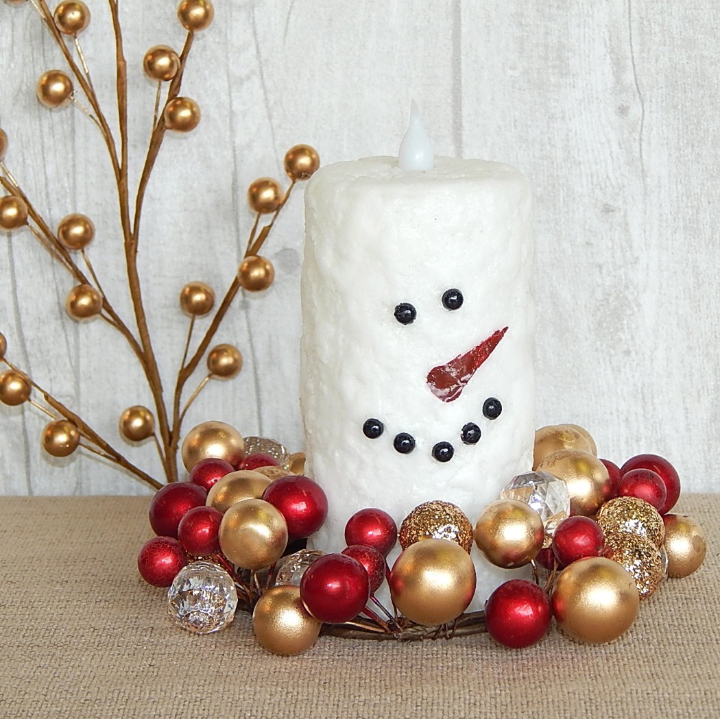 NEW Holiday Beaded Candle Ring – Red Gold Clear Mix 3″ Mini Wreaths