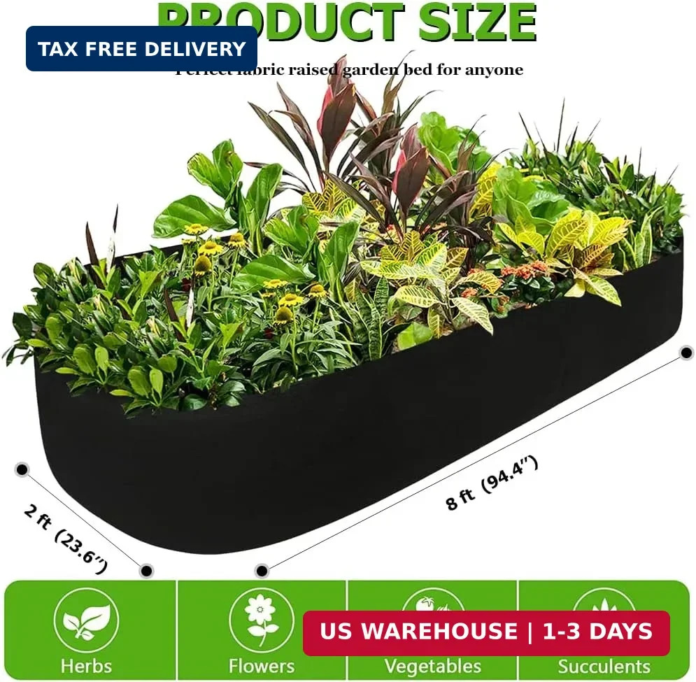 Fabric Raised Garden Bed, Raised Planters for Outdoor Plants, Rectangle Garden G
