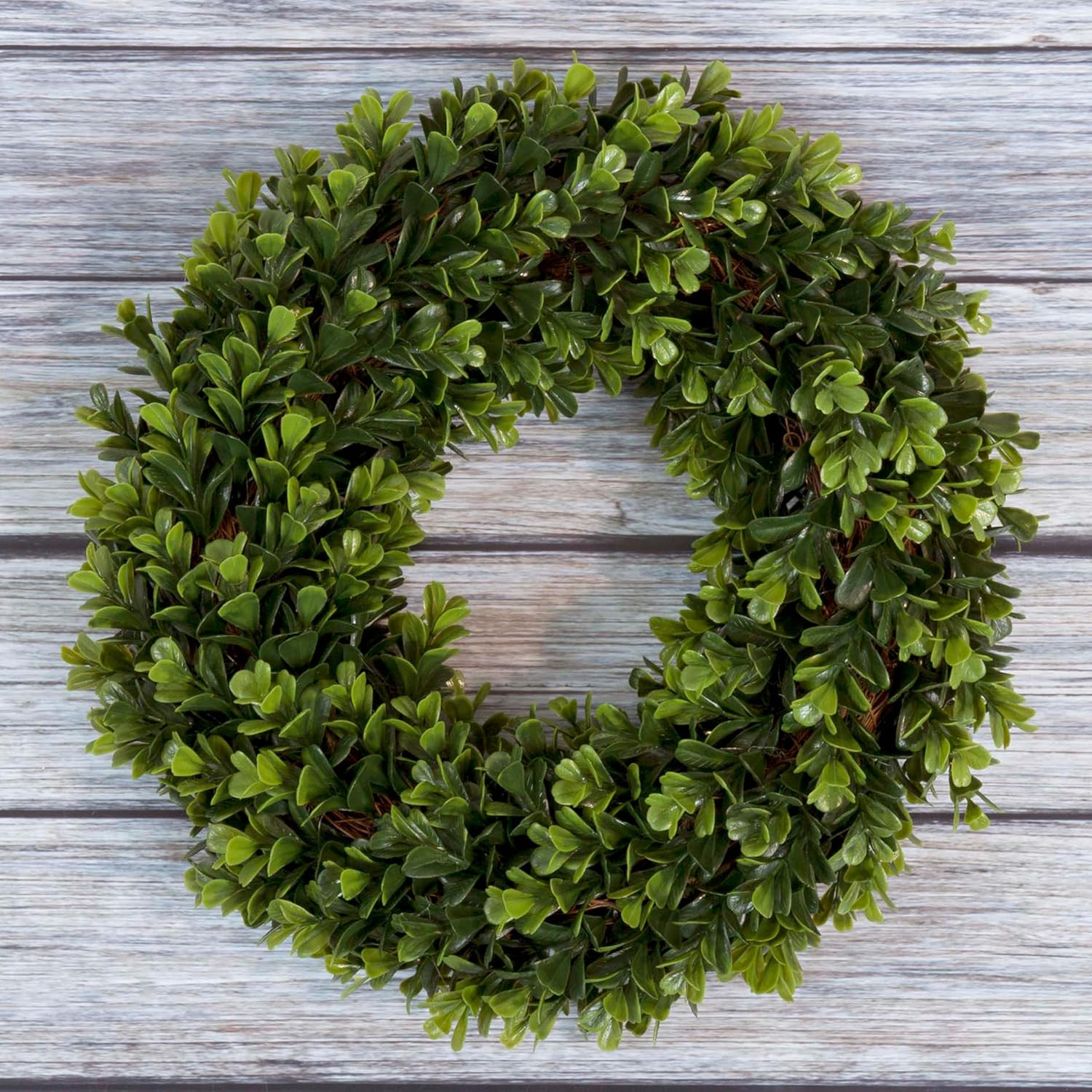 Set of 2 12-Inch Artificial Boxwood Wreaths for Year-Round Decor