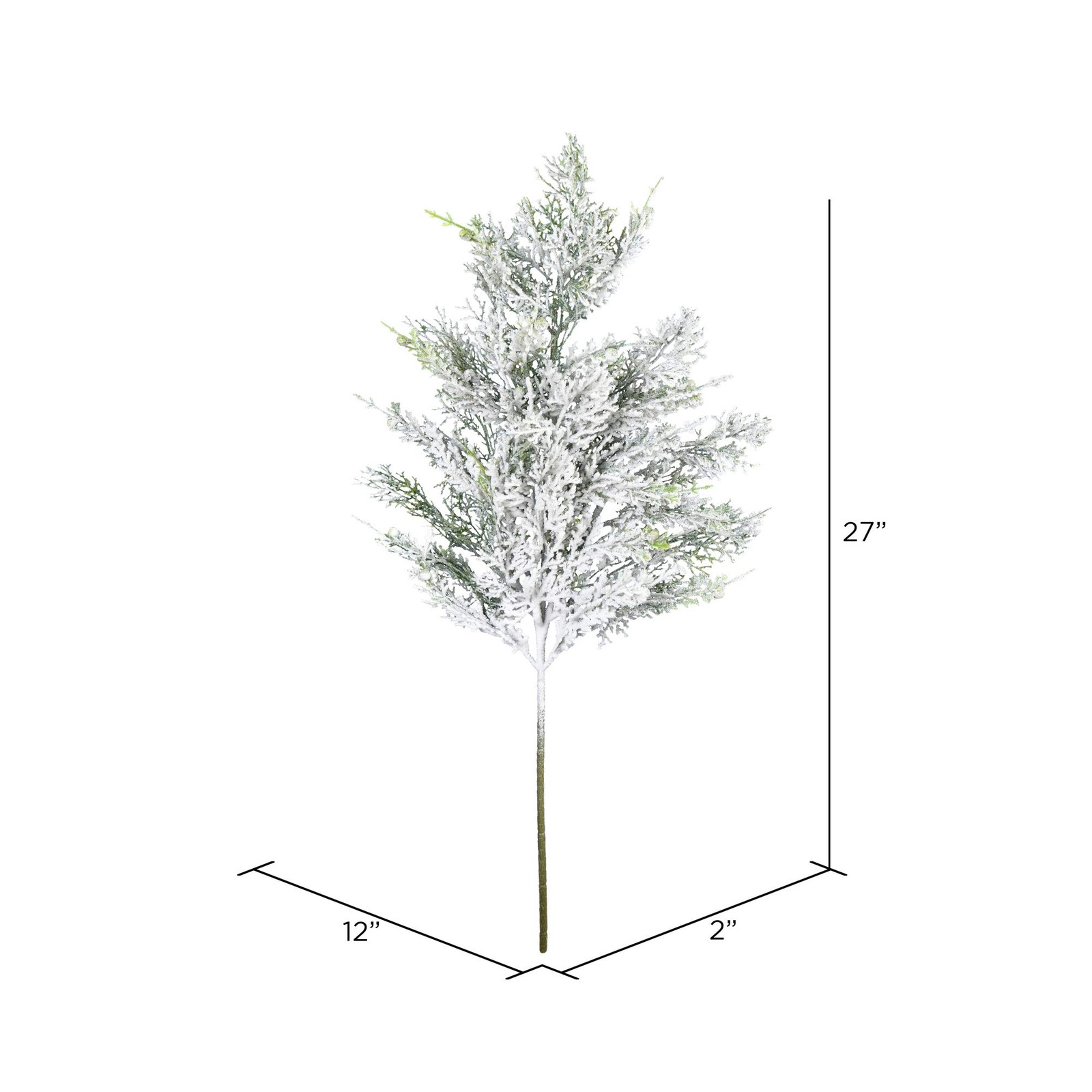 Vickerman 18″ Plastic Artificial Snowy Cedar Spray in Green/White