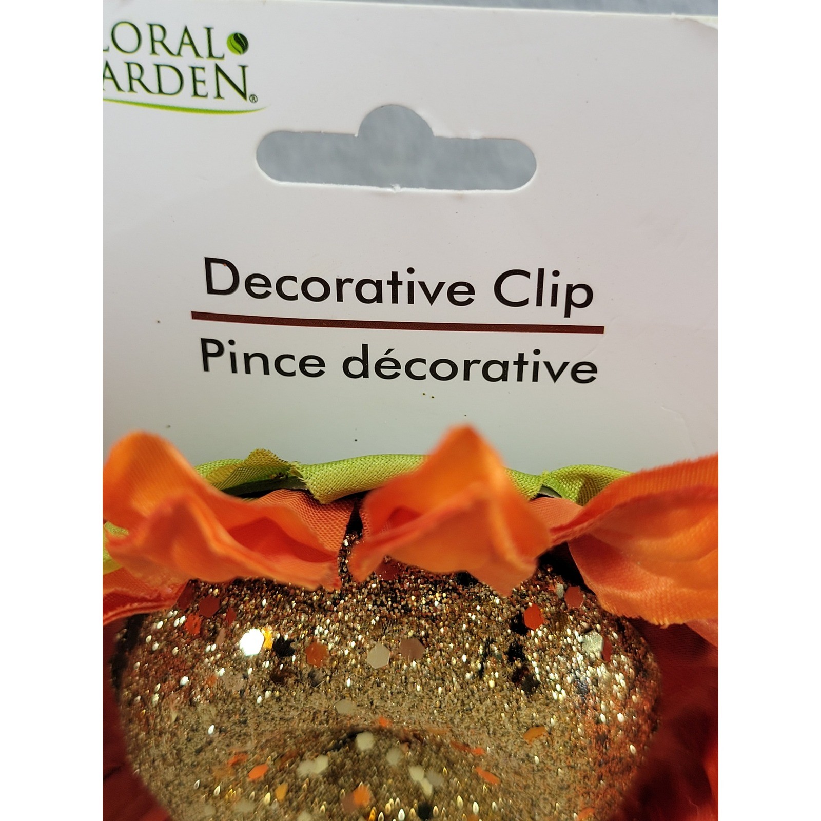 Floral Garden Orange Sunflower Decorative Clip Gold Glitter Fall Autumn Decor