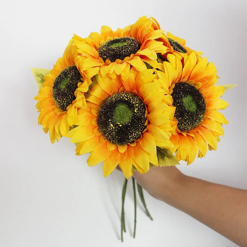 5/10PCS Artificial Sunflowers Bouquet Flowers Fake Decoration for Outdoor Garden
