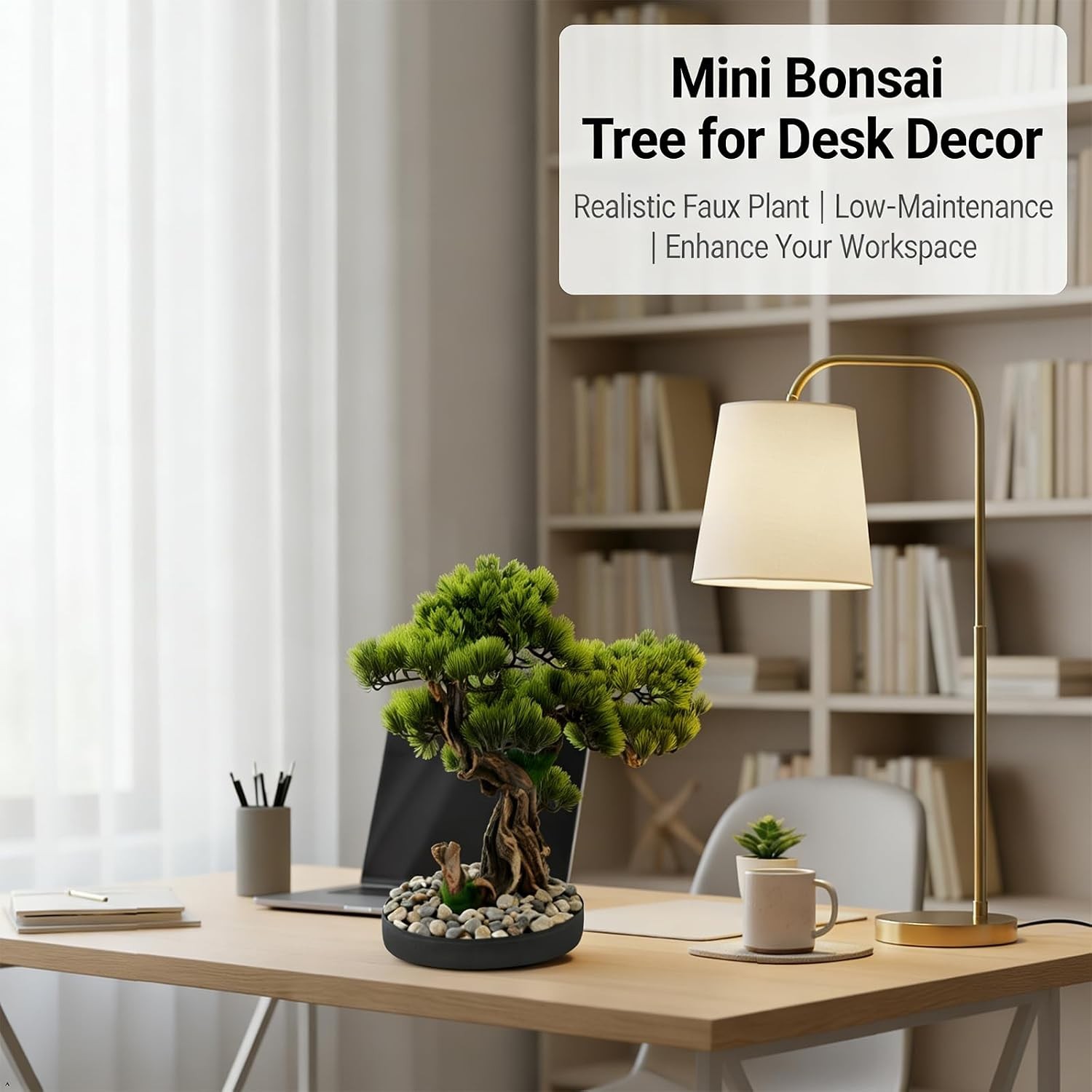 Realistic Artificial Bonsai Pine Tree 25.6 * 17.7in Indoor Desktop Welcome Pine