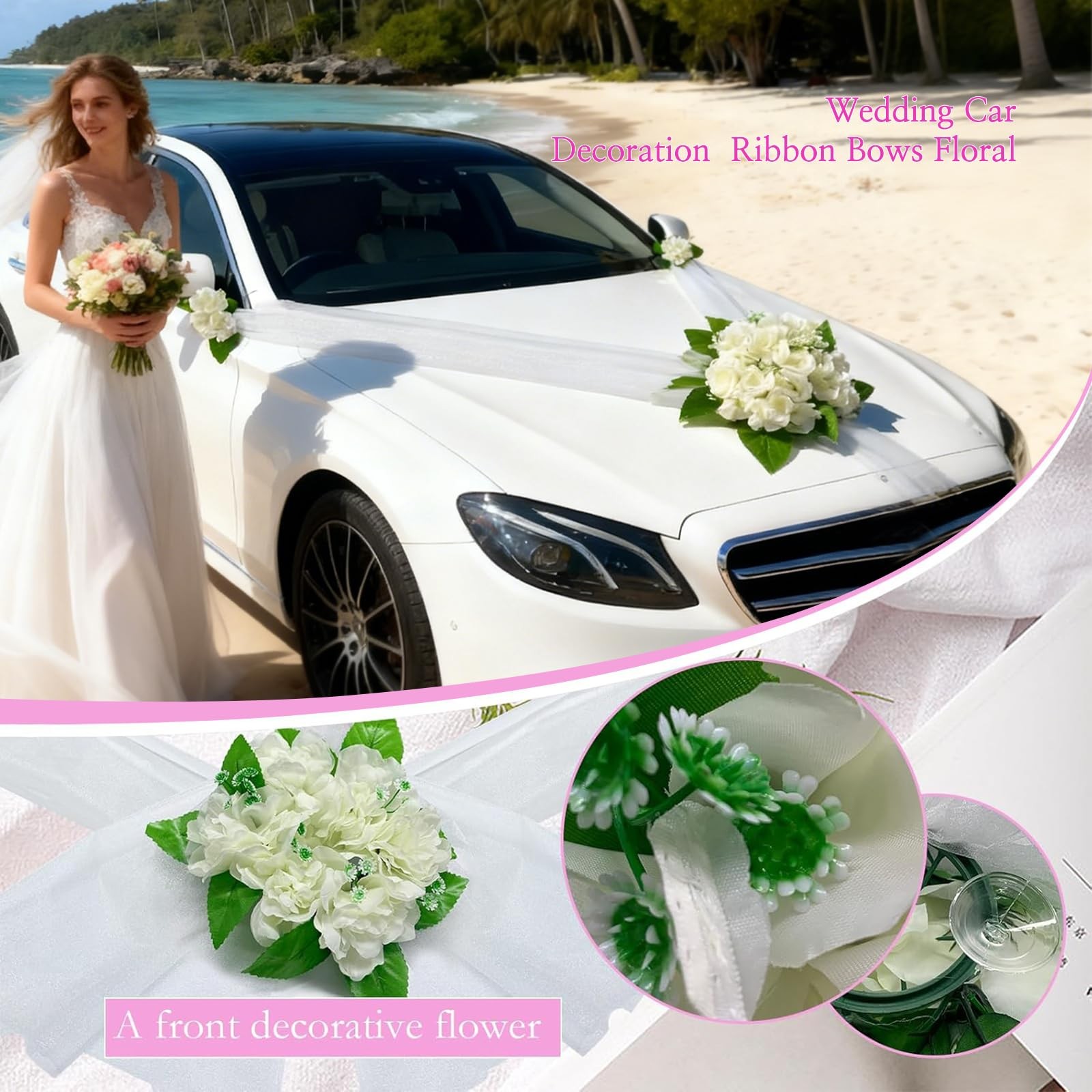 Wedding Car Decorations Kit Bridal Car Decor Bride Car Accessories for Party