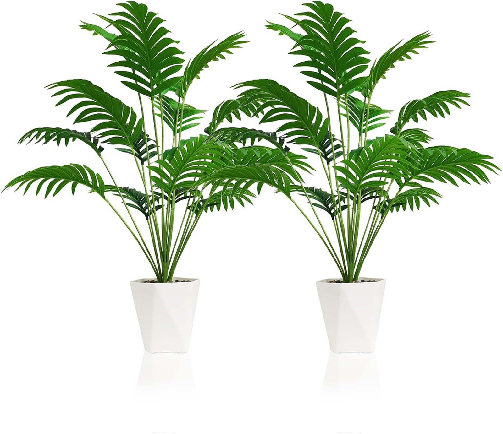 SAJANDAS Set of 2 Artificial Areca Palm Plants in Pots, 31 Inch Fake Tropical…