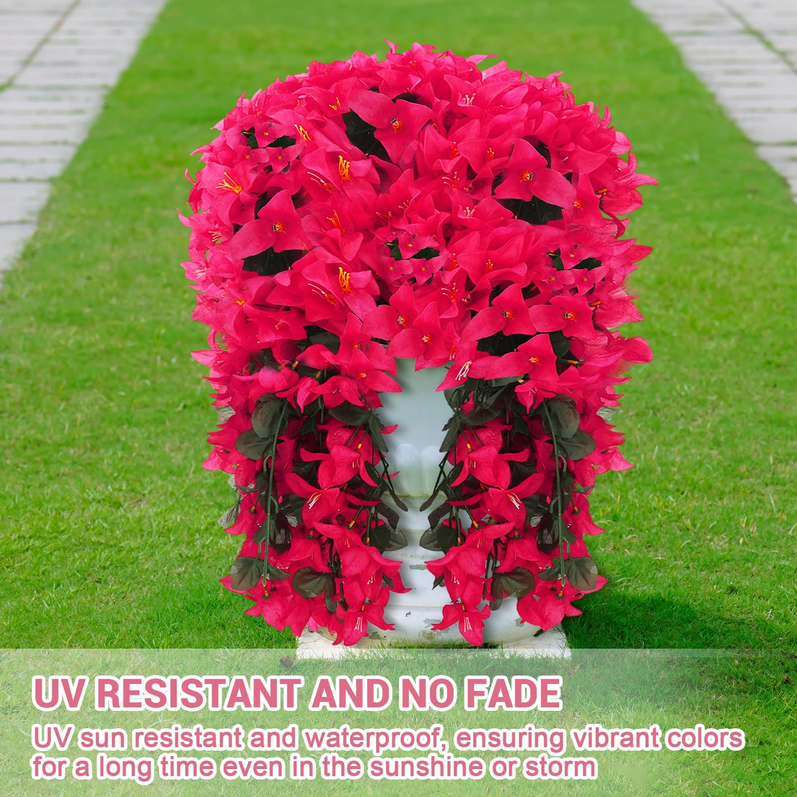 Artificial Flowers Plants for Outdoor Outside Decoration, 4 PCS Red Fake Flow…
