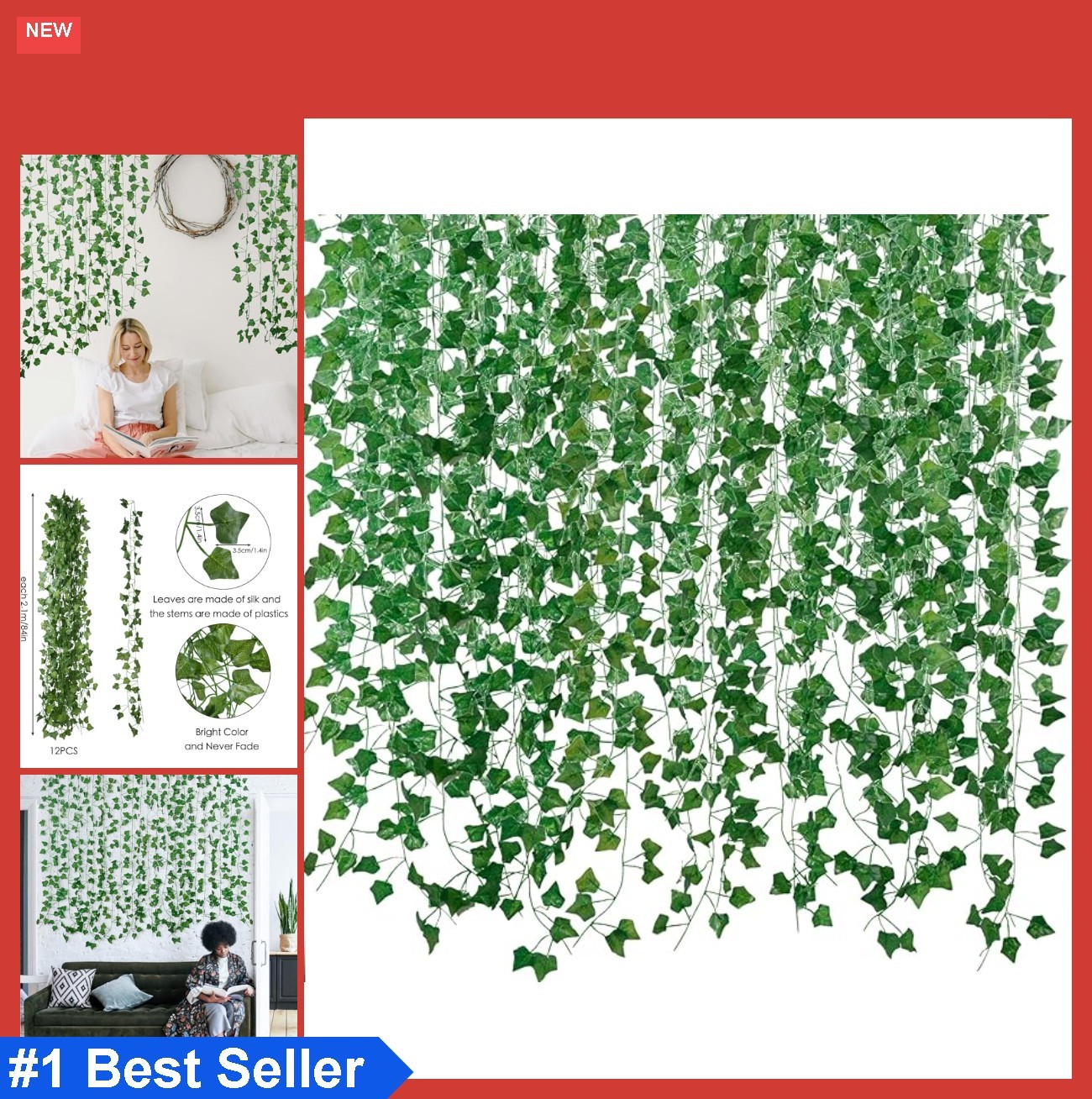 12 Pack 84ft Fake Ivy Vines Artificial Hanging Greenery for Home Wall Decor