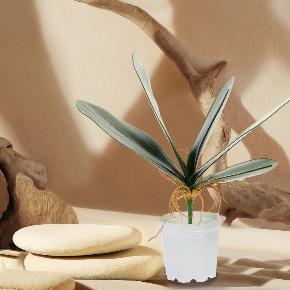2PCS Artificial Plants Orchid Fake Flowers White Simulation Leaves Home Decor