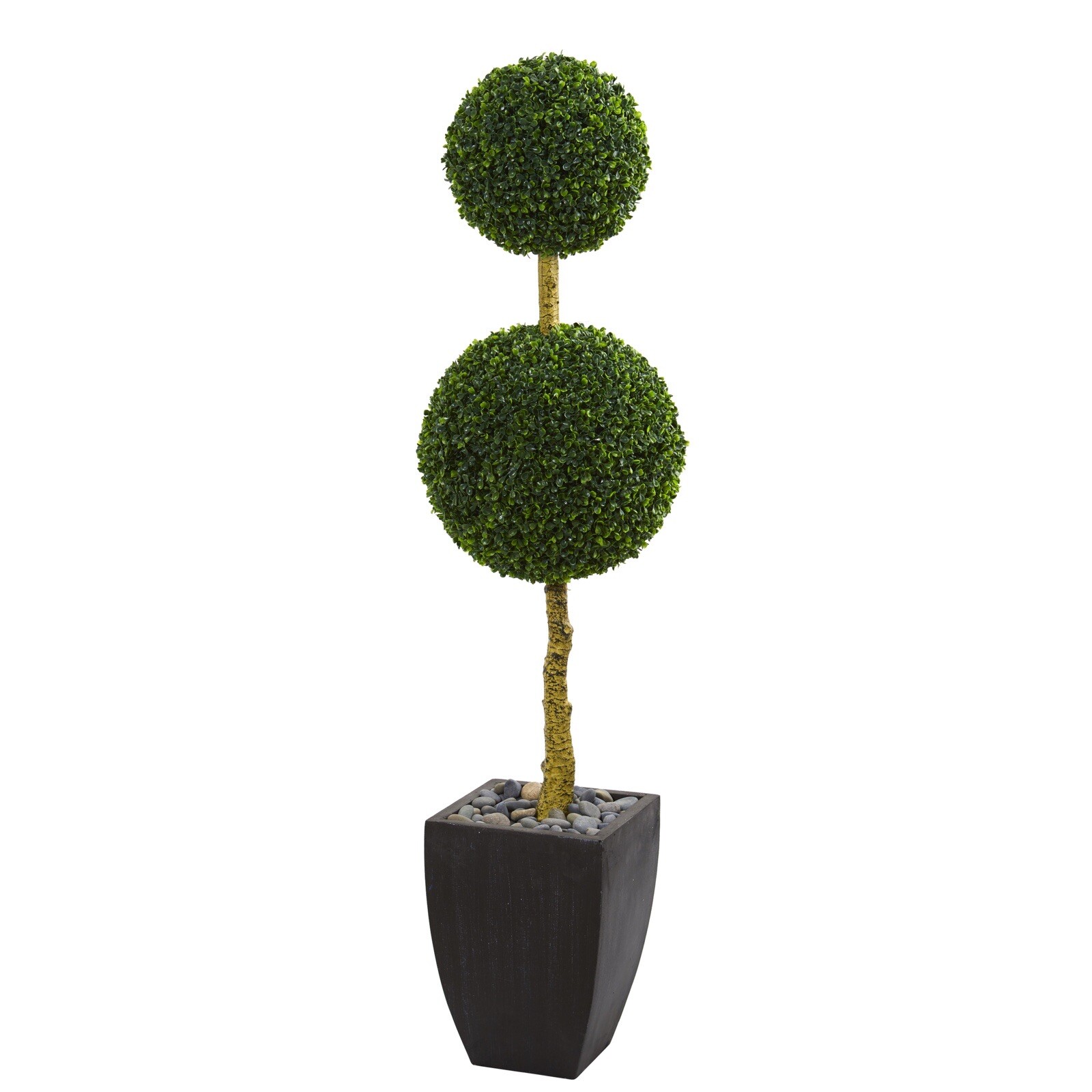 5’ Boxwood Artificial Double Ball Topiary Tree in Planter UV (Indoor/Outdoor).