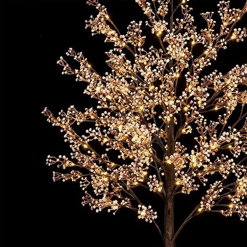 5ft Lighted Baby’s Breath Tree, 128 Dimmable Warm White LED Lights, Indoor/Outdo