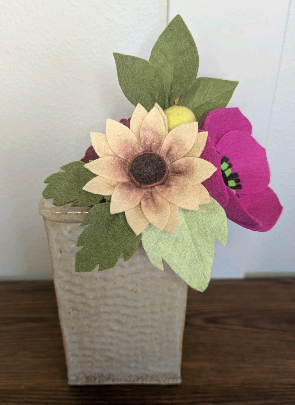 Beautiful Hand Cut Wool Blend Felt Flower Bouquet Gift Wrapped/Great Gift Idea!