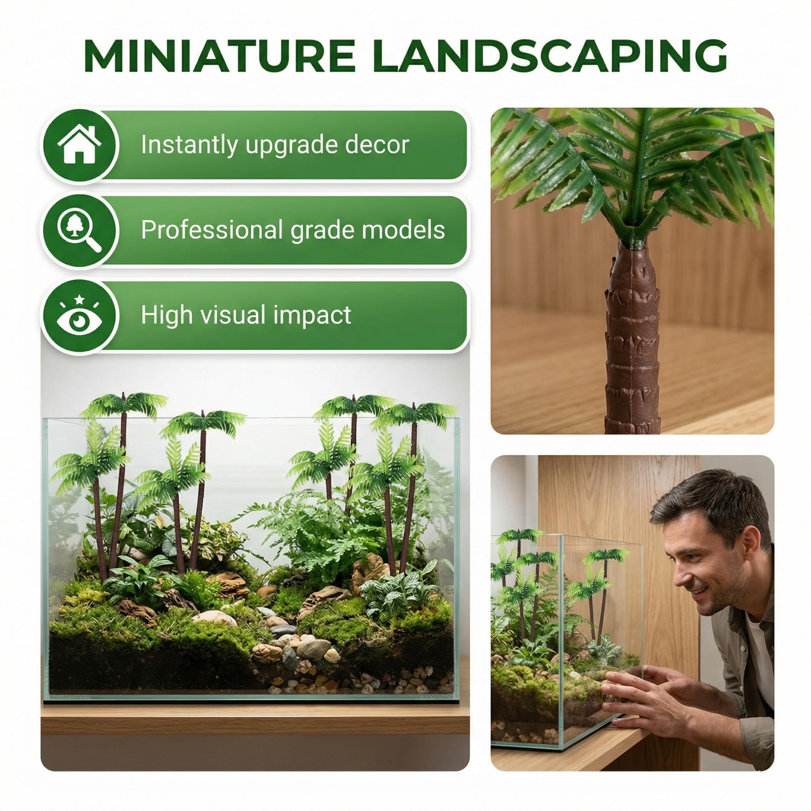 12PCS Miniature Trees Artificial Mini Palm Tree Cake Toppers Premium Diorama …