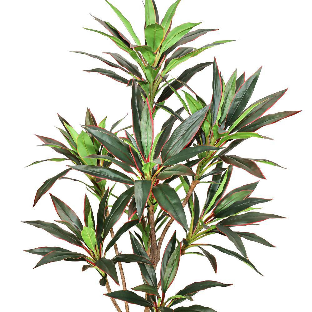 5 Ft. Real Touch Green Red Dracaena Tree Plant in Black Pot