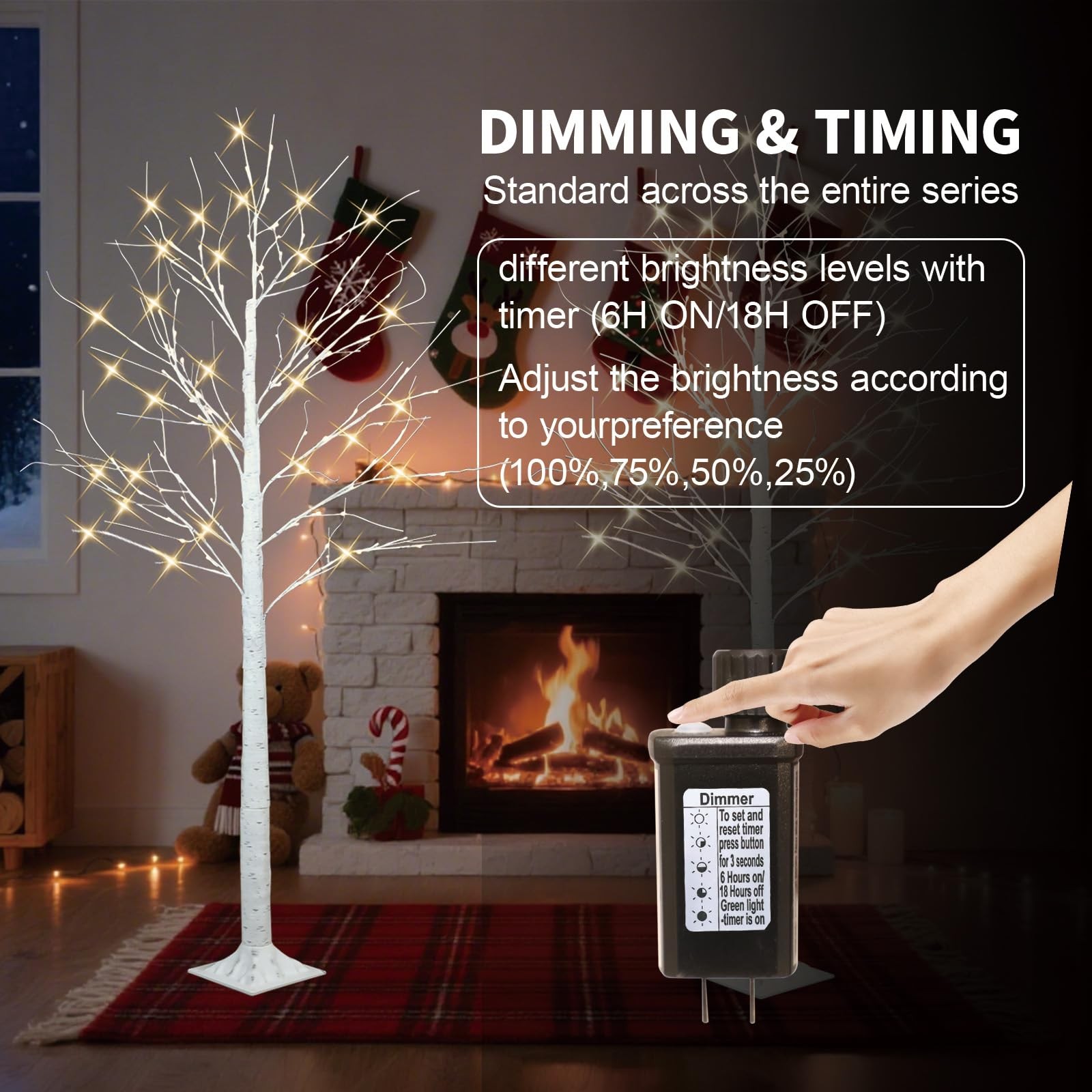 Set of 4 – Birch Tree with LED Lights, 2FT 4FT 5FT 6FT White Christmas Tree, …