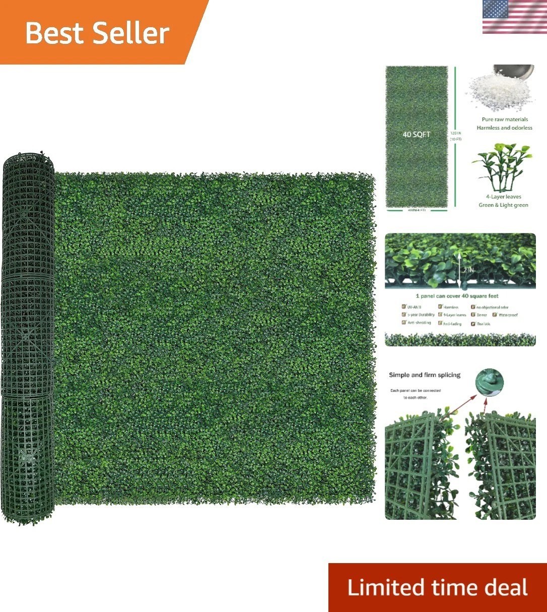 Weather-Resistant Faux Ivy Boxwood Roll – A 3D Decorative Privacy Solution