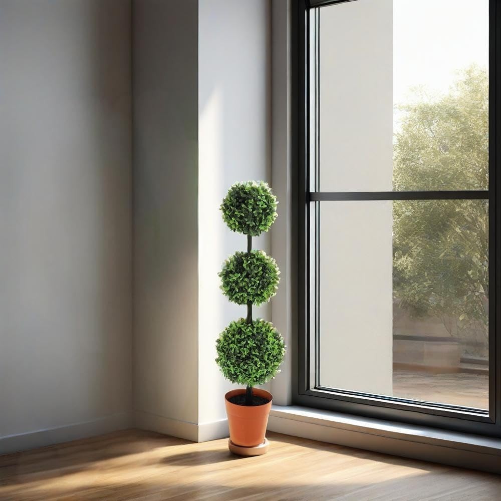 2.3FT Artificial Topiary Ball Tree Triple Ball Topiary Tree